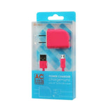 Reiko Micro USB 1 AMP Portable Micro Travel Adapter Charger with Cable in Hot Pink | MaxStrata