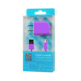 Reiko Micro USB 1 AMP Portable Micro Travel Adapter Charger with Cable in Purple | MaxStrata