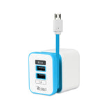 Reiko 2 AMP Dual Port Portable Travel Adapter Charger in Blue | MaxStrata