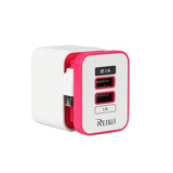 Reiko 2 AMP Dual Port Portable Travel Adapter Charger in Hot Pink | MaxStrata