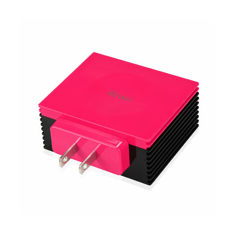 Reiko 4 AMP Four Ports Portable Travel Station Charger in Hot Pink | MaxStrata