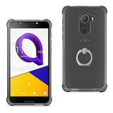 Reiko Alcatel Walters Transparent Air Cushion Protector Bumper Case with Ring Holder in Clear Black | MaxStrata