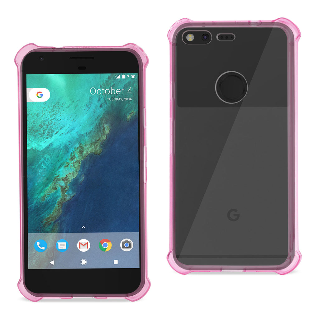 Reiko Google Pixel Clear Bumper Case with Air Cushion Protection in Clear Hot Pink | MaxStrata