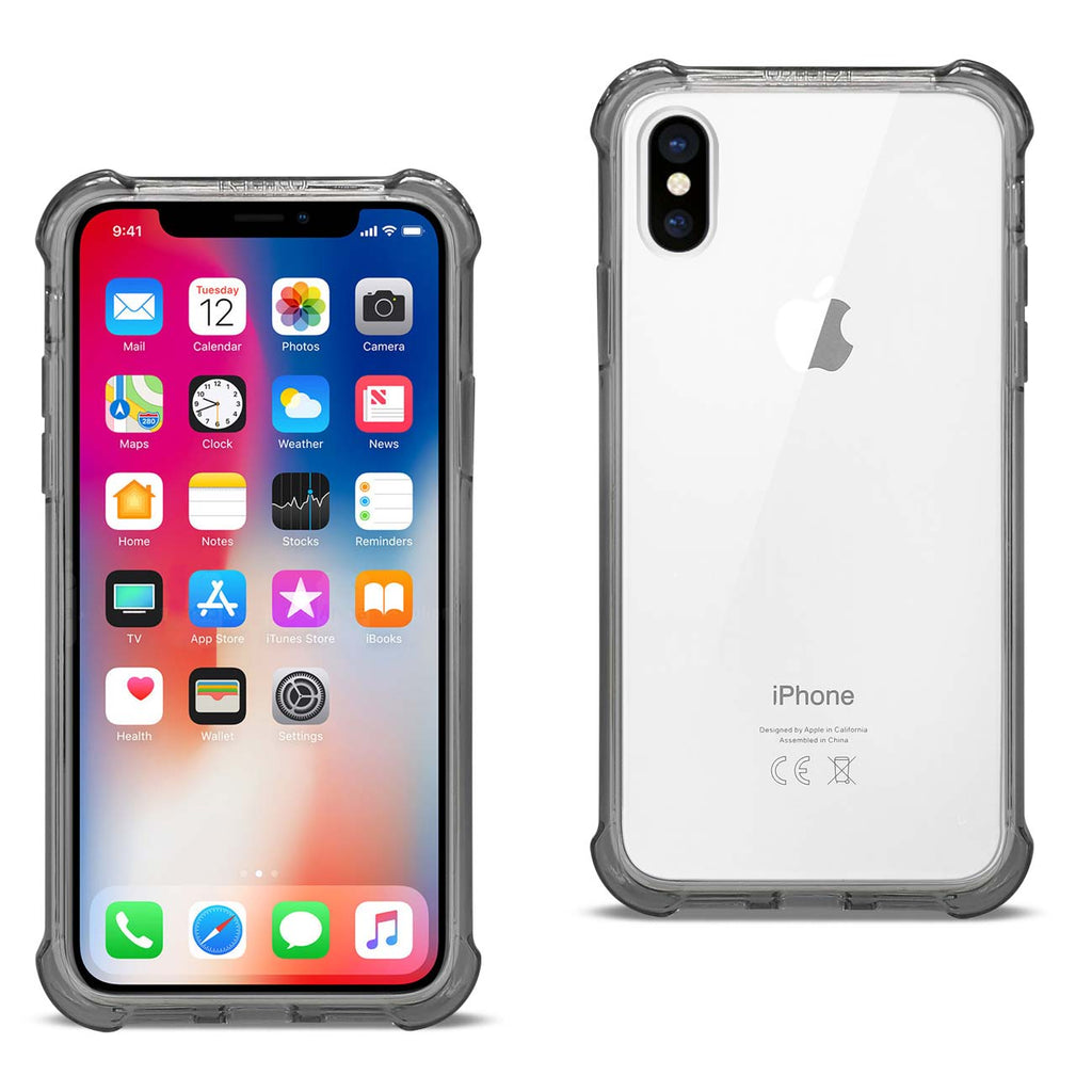 Reiko iPhone X/iPhone XS Clear Bumper Case with Air Cushion Protection in Clear Black | MaxStrata