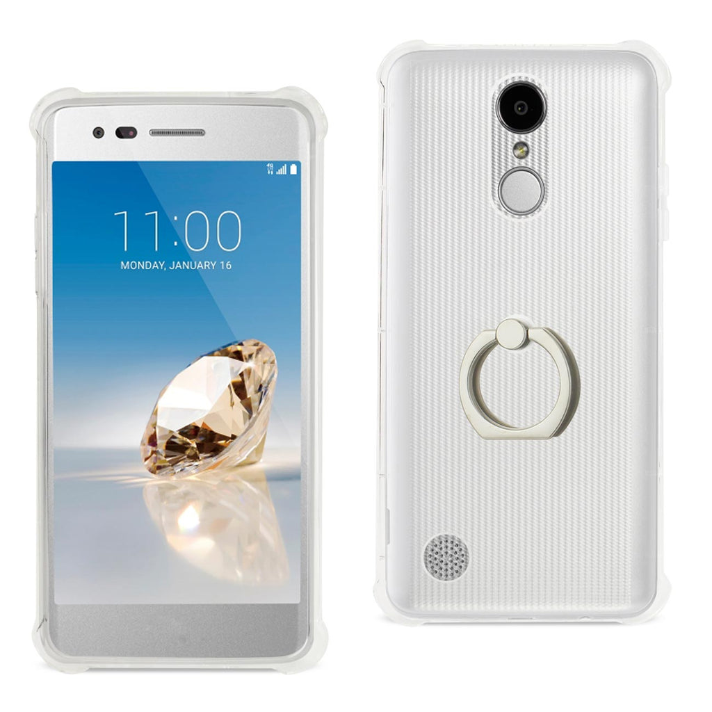 Reiko LG Aristo/ Fortune/ Phoenix 3 Transparent Air Cushion Protector Bumper Case with Ring Holder in Clear | MaxStrata