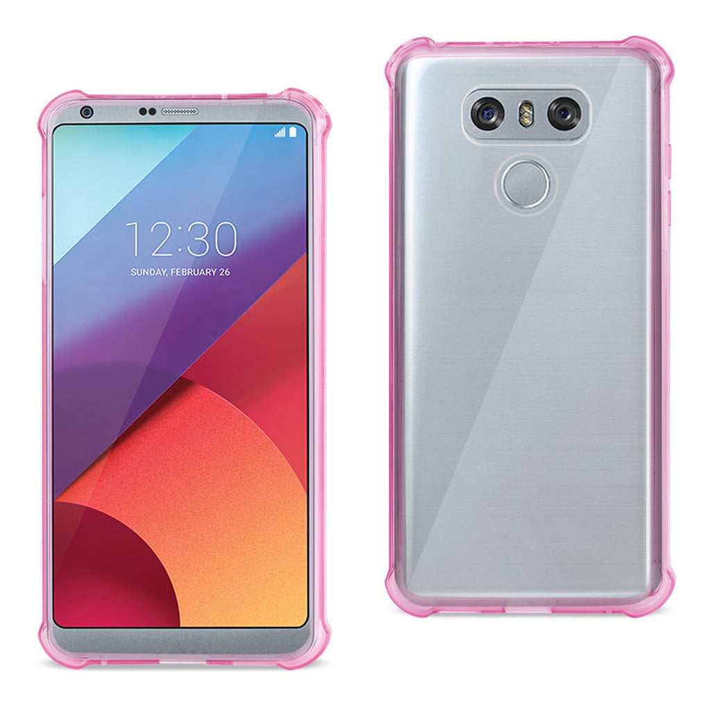 Reiko LG G6 Clear Bumper Case with Air Cushion Shock Absorption in Clear Hot Pink | MaxStrata