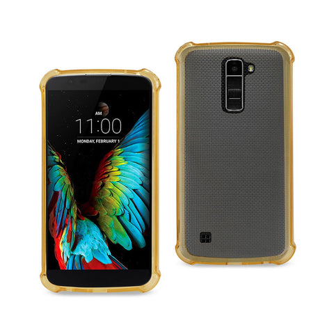 Reiko LG K10 Clear Bumper Case with Air Cushion Protection in Gold | MaxStrata