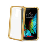 Reiko LG K10 Clear Bumper Case with Air Cushion Protection in Gold | MaxStrata