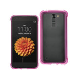 Reiko LG K7 Clear Bumper Case with Air Cushion Protection in Clear Hot Pink | MaxStrata
