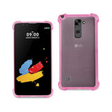 Reiko LG Stylus 2 Clear Bumper Case with Air Cushion Protection in Clear Hot Pink | MaxStrata