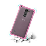 Reiko LG Stylus 2 Clear Bumper Case with Air Cushion Protection in Clear Hot Pink | MaxStrata