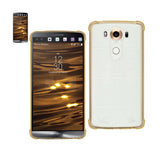 Reiko LG V10 Clear Bumper Case with Air Cushion Protection in Clear Gold | MaxStrata