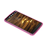 Reiko LG V10 Clear Bumper Case with Air Cushion Protection in Clear Hot Pink | MaxStrata