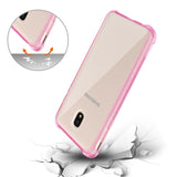 Reiko Samsung J7 (2018) Clear Bumper Case with Air Cushion Protection in Clear Hot Pink | MaxStrata