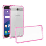 Reiko Samsung Galaxy J7 V (2017) Clear Bumper Case with Air Cushion Protection in Clear Hot Pink | MaxStrata