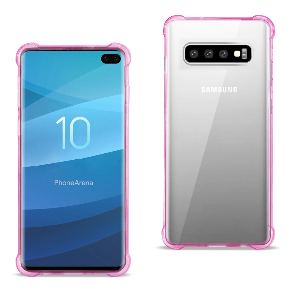 Reiko Samsung Galaxy S10 Plus Clear Bumper Case with Air Cushion Protection in Clear Hot Pink | MaxStrata