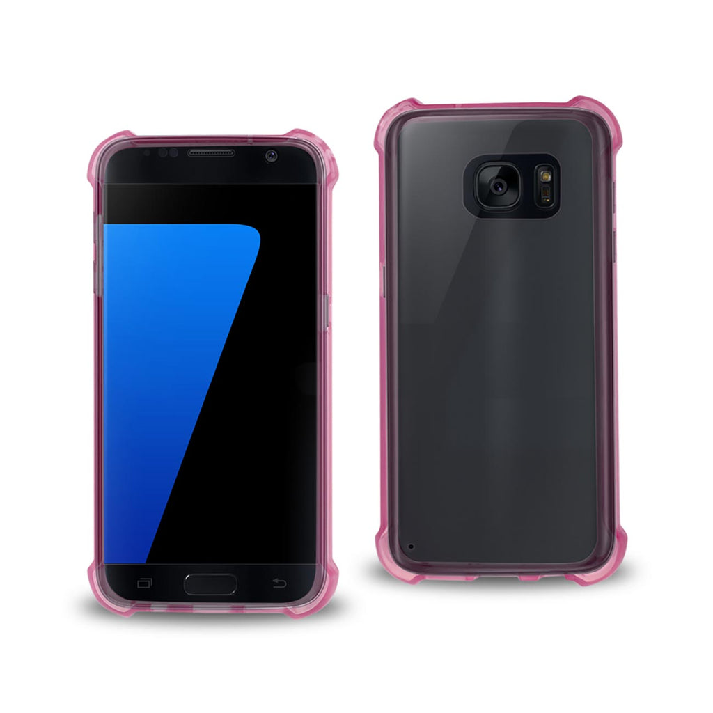 Reiko Samsung Galaxy S7 Clear Bumper Case with Air Cushion Protection in Clear Hot Pink | MaxStrata