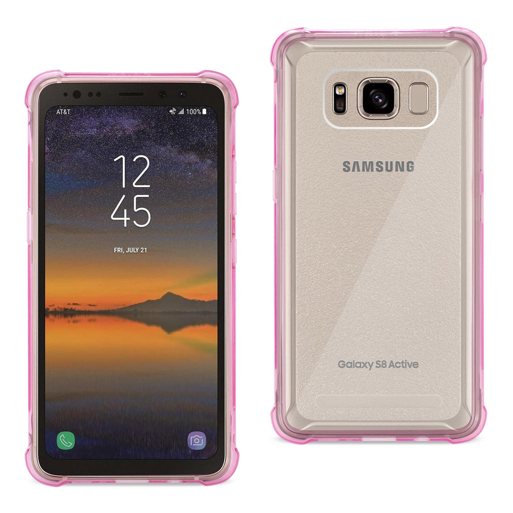 Reiko Samsung Galaxy S8 Active Clear Bumper Case with Air Cushion Protection in Clear Hot Pink | MaxStrata
