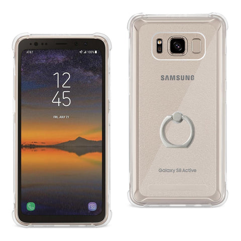 Reiko Samsung Galaxy S8 Active Transparent Air Cushion Protector Bumper Case with Ring Holder in Clear | MaxStrata