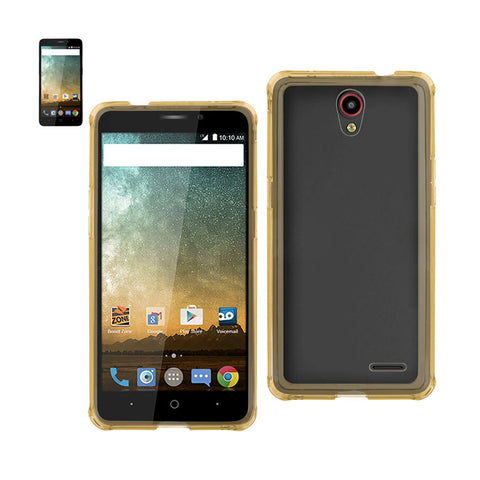 Reiko ZTE Prestige Clear Bumper Case with Air Cushion Protection in Clear Gold | MaxStrata