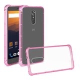 Reiko ZTE Max XL/ N9560 Clear Bumper Case with Air Cushion Protection in Clear Hot Pink | MaxStrata