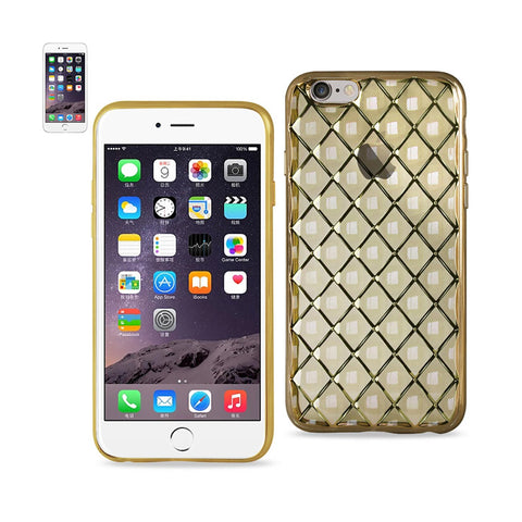 Reiko iPhone 6S Plus Flexible 3D Rhombus Pattern TPU Case with Shiny Frame in Gold | MaxStrata