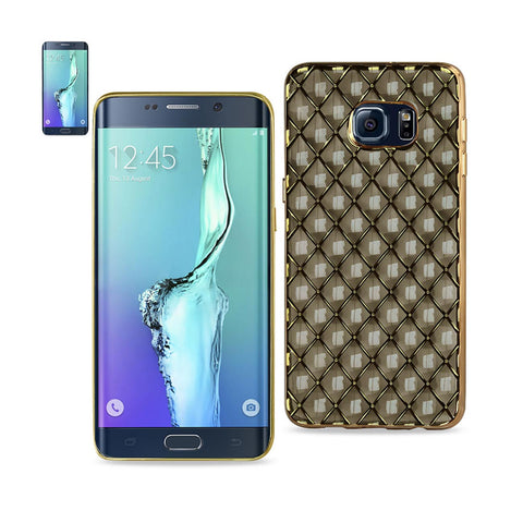 Reiko Samsung Galaxy S6 Edge Plus Flexible 3D Rhombus Pattern TPU Case with Shiny Frame in Black | MaxStrata