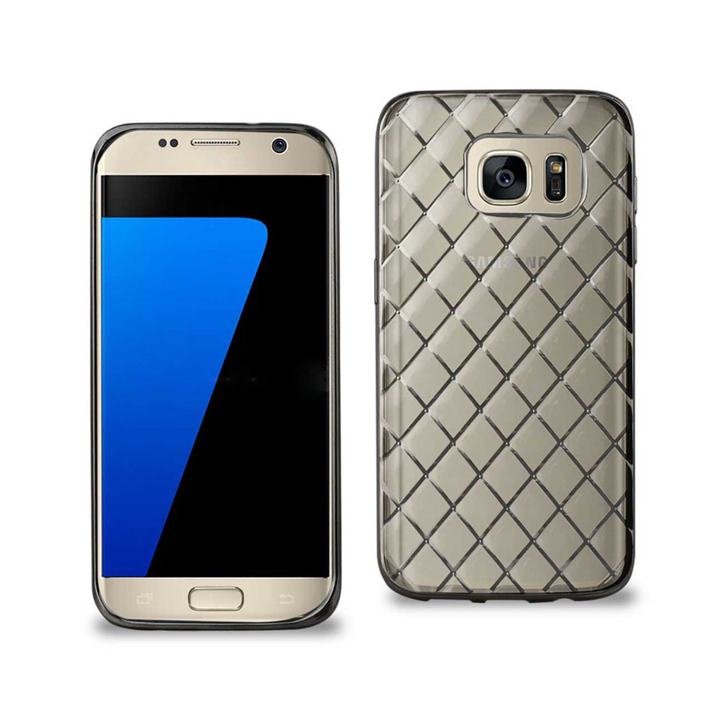 Reiko Samsung Galaxy S7 Flexible 3D Rhombus Pattern TPU Case with Shiny Frame in Clear | MaxStrata
