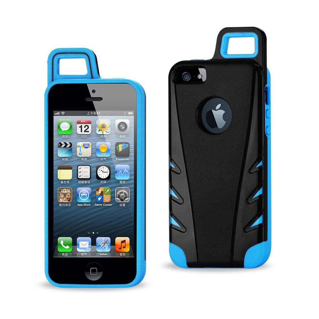 Reiko iPhone 5/5S/SE Dropproof Workout Hybrid Case with Hook in Black Navy | MaxStrata