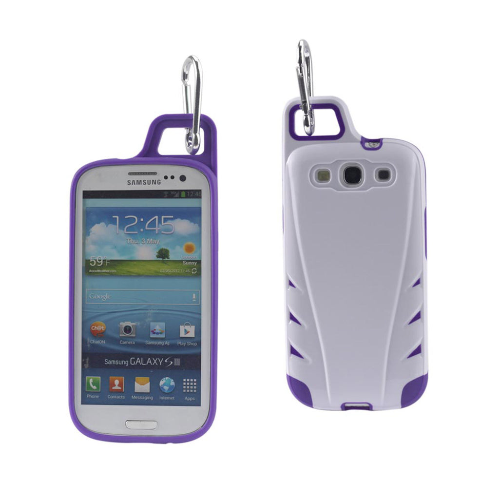Reiko Samsung Galaxy S3 Dropproof Workout Hybrid Case with Hook in White Purple | MaxStrata