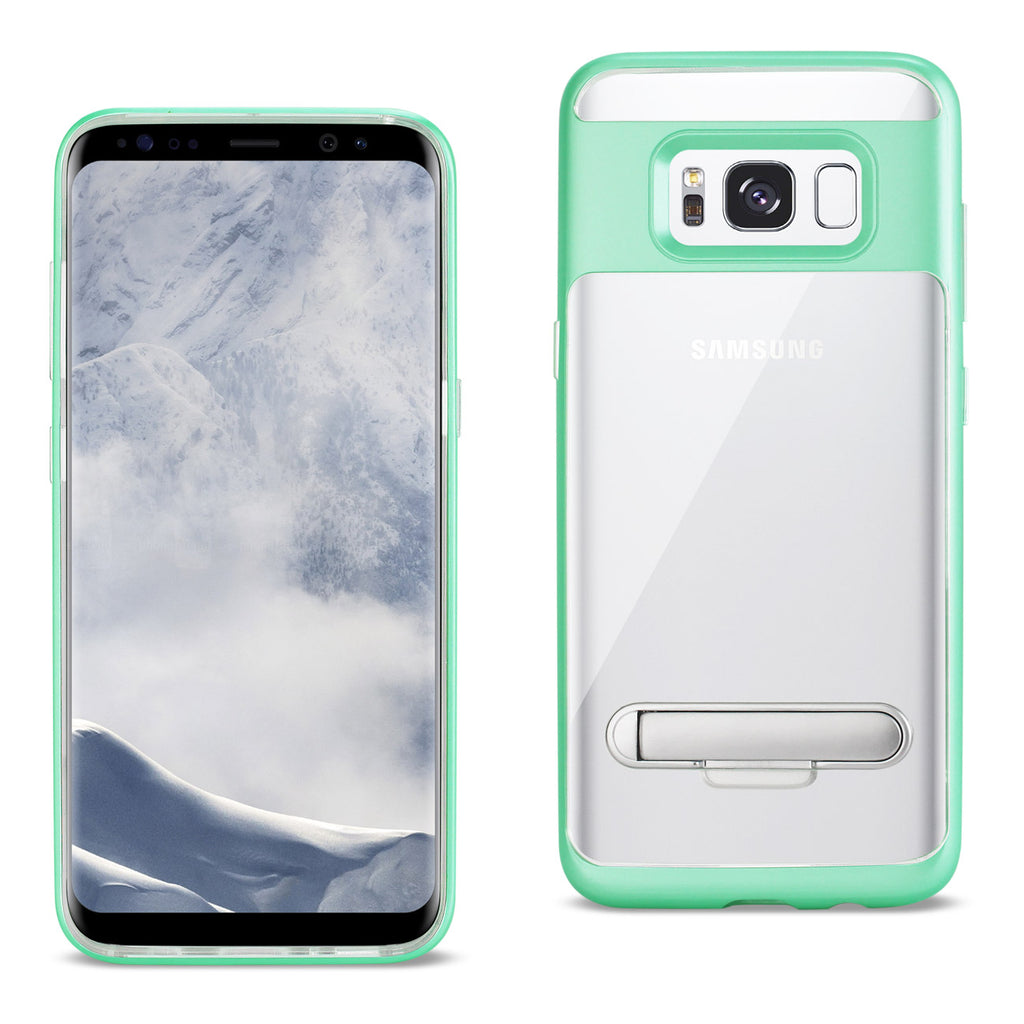 Reiko Samsung Galaxy S8 Edge /S8+/ S8 Plus Transparent Bumper Case with Kickstand in Clear Green | MaxStrata