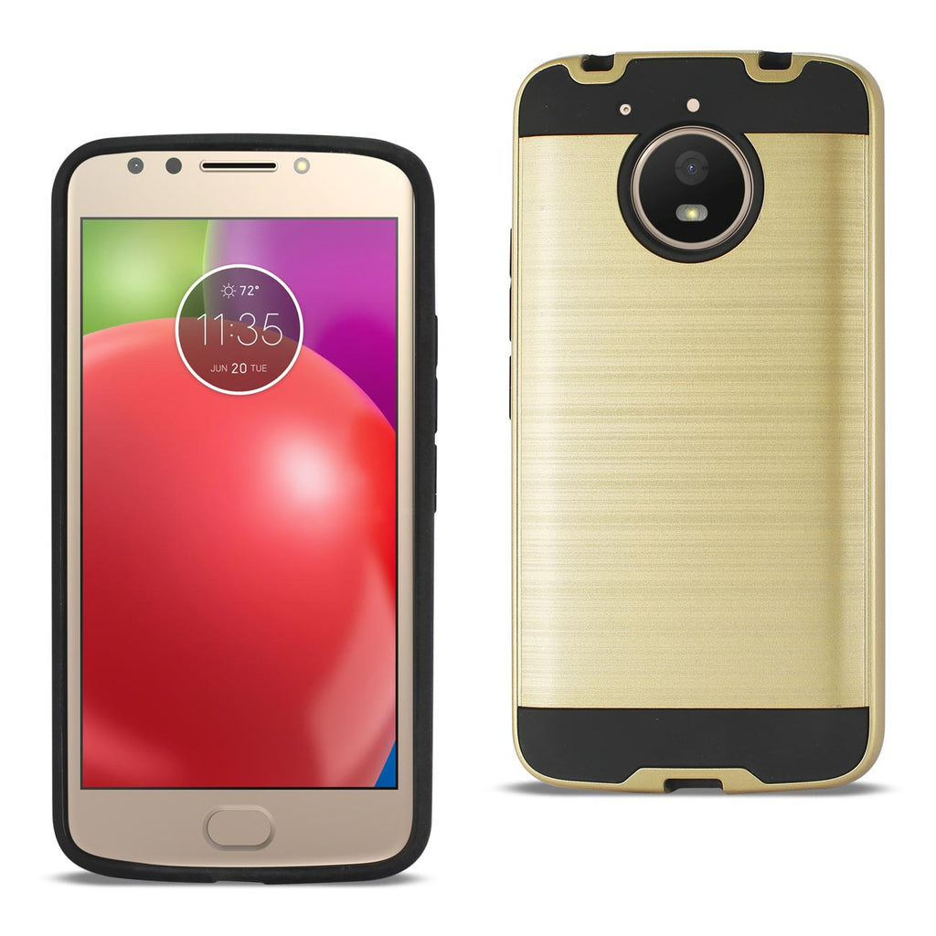 Reiko Motorola Moto E4 Plus Hybrid Metal Brushed Texture Case in Gold | MaxStrata