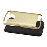 Reiko Motorola Moto E4 Plus Hybrid Metal Brushed Texture Case in Gold | MaxStrata