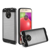 Reiko Motorola Moto E4 Plus Hybrid Metal Brushed Texture Case in Gray | MaxStrata