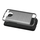 Reiko Motorola Moto E4 Plus Hybrid Metal Brushed Texture Case in Gray | MaxStrata