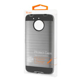 Reiko Motorola Moto E4 Plus Hybrid Metal Brushed Texture Case in Gray | MaxStrata