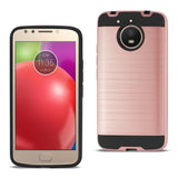 Reiko Motorola Moto E4 Plus Hybrid Metal Brushed Texture Case in Rose Gold | MaxStrata