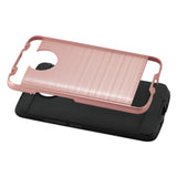 Reiko Motorola Moto E4 Plus Hybrid Metal Brushed Texture Case in Rose Gold | MaxStrata