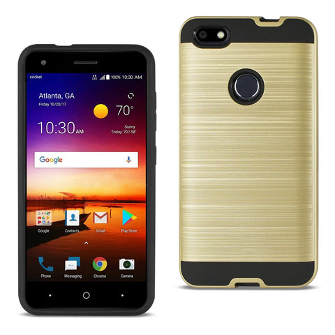 Reiko ZTE Blade X / Z965 Hybrid Metal Brushed Texture Case in Gold | MaxStrata