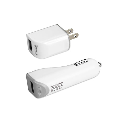 Reiko iPhone 4G 1 AMP 3-in-1 Car Charger Wall Adapter with Cable in White | MaxStrata