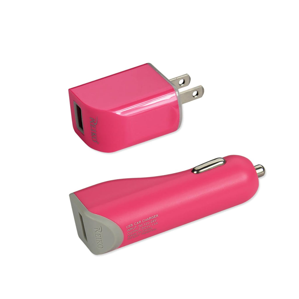 Reiko iPhone SE/ 5S/ 5 1 AMP 3-in-1 Car Charger Wall Adapter with Cable in Hot Pink | MaxStrata