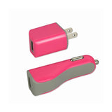 Reiko iPhone SE/ 5S/ 5 1 AMP 3-in-1 Car Charger Wall Adapter with Cable in Hot Pink | MaxStrata