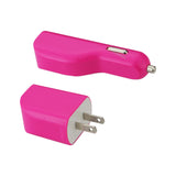 Reiko Micro 1 AMP 3-in-1 Car Charger Wall Adapter with USB Cable in Hot Pink | MaxStrata