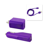 Reiko Micro 1 AMP 3-in-1 Car Charger Wall Adapter with USB Cable in Purple | MaxStrata