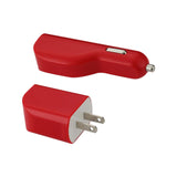 Reiko Micro 1 AMP 3-in-1 Car Charger Wall Adapter with USB Cable in Red | MaxStrata