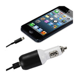 Reiko iPhone 5/ SE 2 AMP USB Car Charger with Cable in Black | MaxStrata