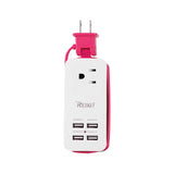 Reiko 4.1 AMP 4 USB Home Wall Charging Station in Hot Pink | MaxStrata
