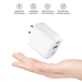 Reiko 20W Dual-Port PD Wall Charger with 4ft USB-C to 8-Pin Cable