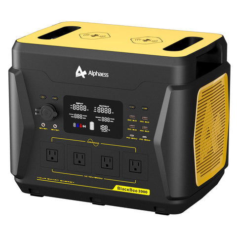 AlphaESS BlackBee 2000 Portable Power Station 2203Wh Capacity with Solar Generator Capabilities | 3000 Peak Watts & 1600 Rated Watts AC Outputs | MaxStrata®