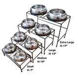Unspill-a-Bowl® Stainless Steel Double Dog Bowl & Stand Bundle - Paws Pattern | No Spill, Long Ears, Slow Feeding | MaxStrata®